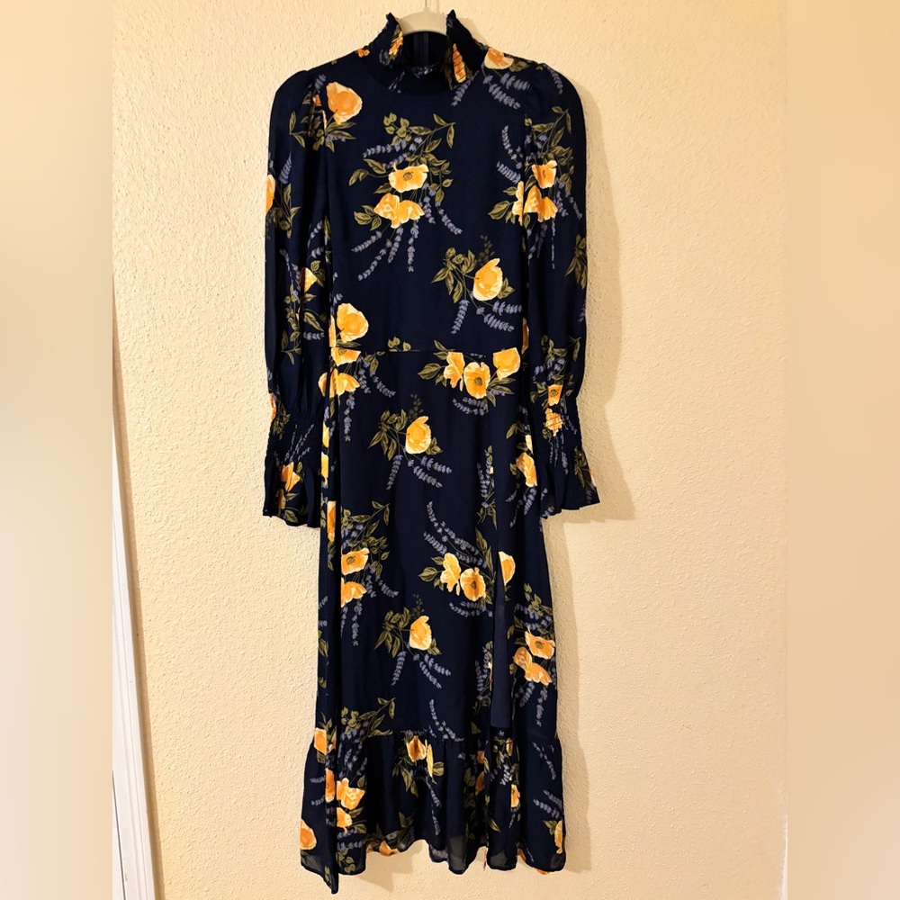 New Reformation Galena Blue Long Sleeve Midi Dress 2 - Picture 3 of 11